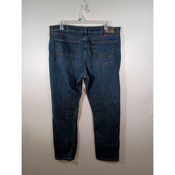Wrangler Mens Slim Straight Denim Medium Wash Zip Blue Jeans Size 42 X 30 - Picture 6 of 7